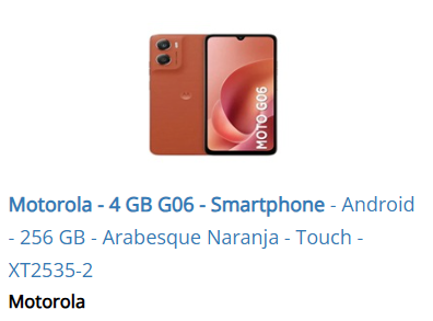 Motorola - 4 GB G06 256 - Smartphone naranja