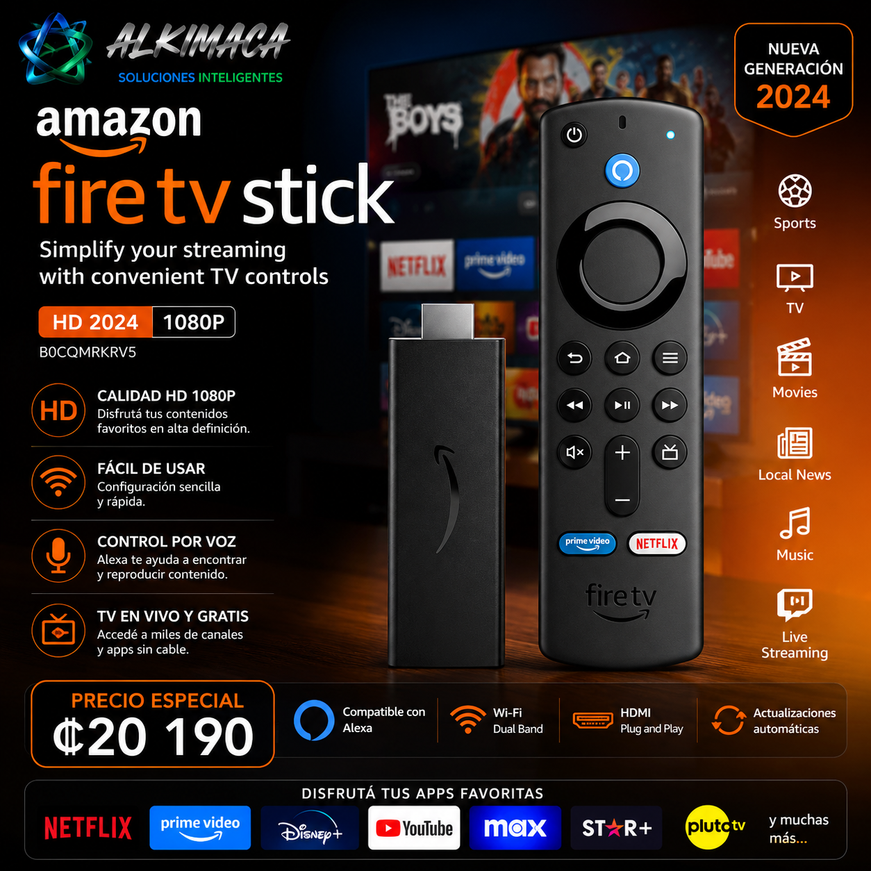 Amazon Fire TV Stick HD 2024 1080P B0CQMRKRV5